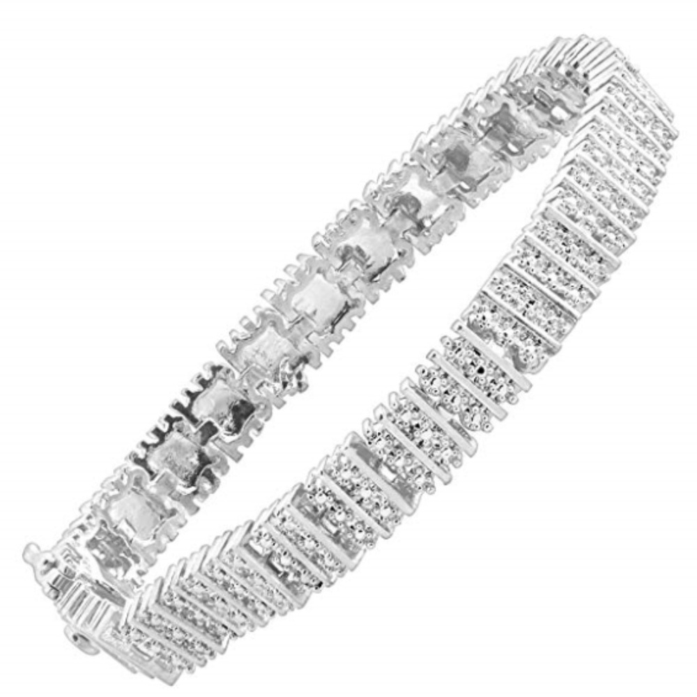 Square Link Tennis Bracelet with Diamonds
